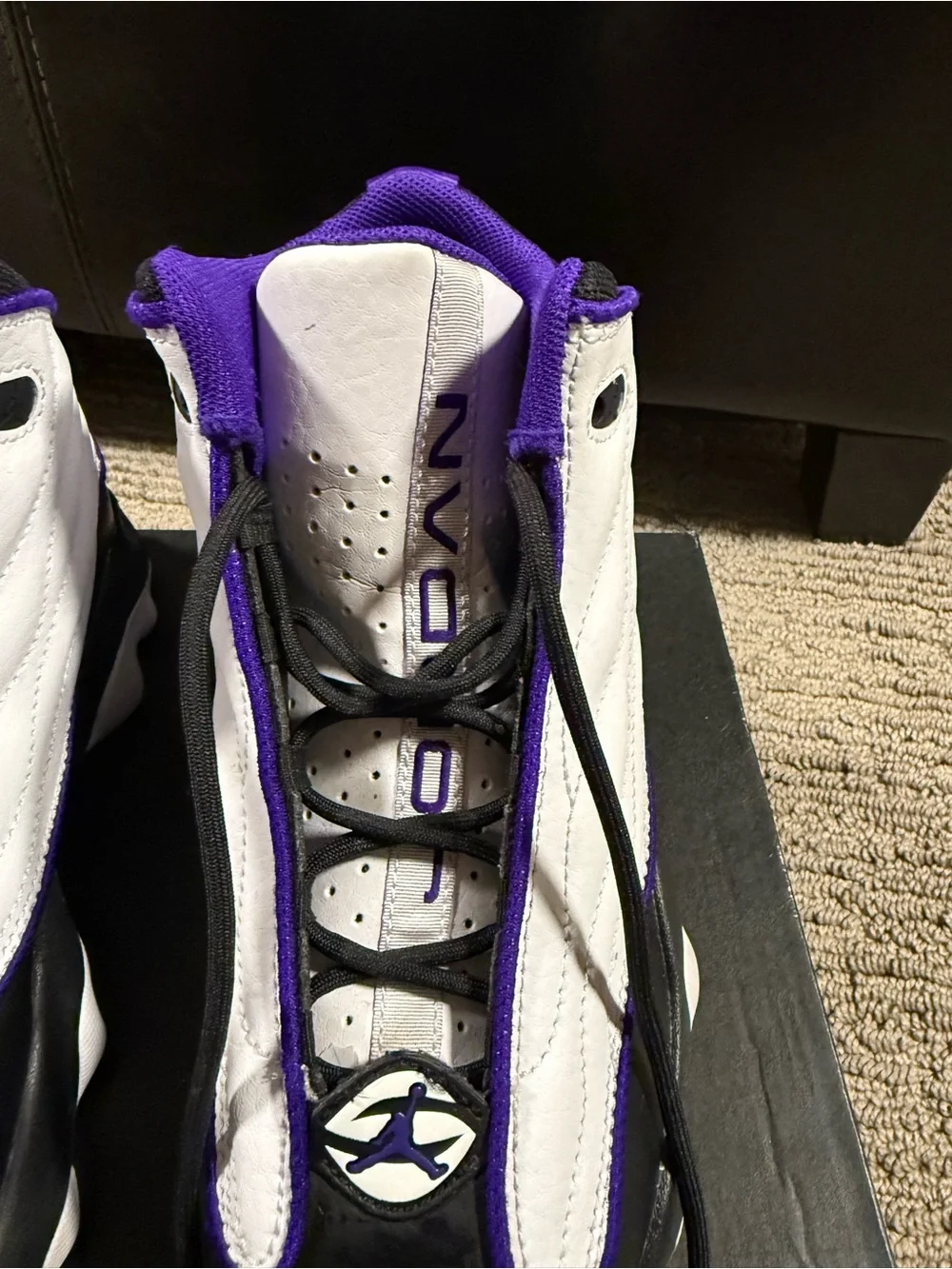 Youth Jordan Basketball Shoes, Black & Purple, Retro style